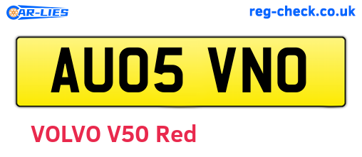 AU05VNO are the vehicle registration plates.