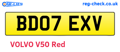 BD07EXV are the vehicle registration plates.