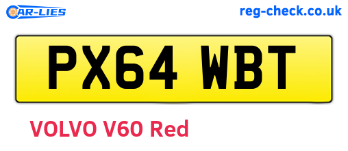 PX64WBT are the vehicle registration plates.