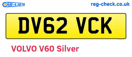 DV62VCK are the vehicle registration plates.