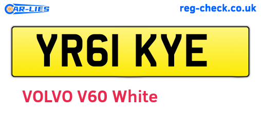 YR61KYE are the vehicle registration plates.