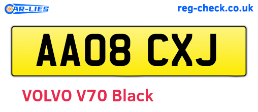 AA08CXJ are the vehicle registration plates.