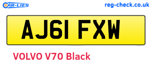 AJ61FXW are the vehicle registration plates.