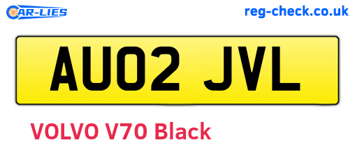 AU02JVL are the vehicle registration plates.
