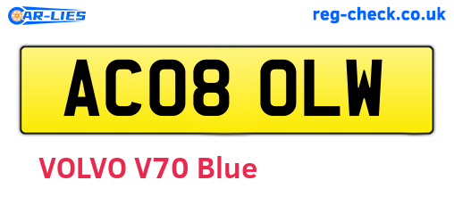 AC08OLW are the vehicle registration plates.
