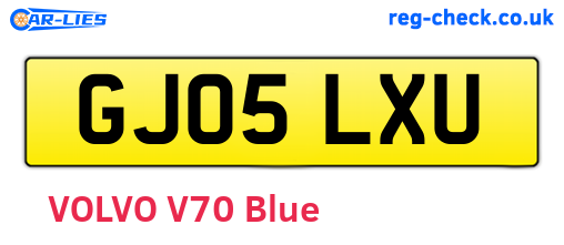 GJ05LXU are the vehicle registration plates.