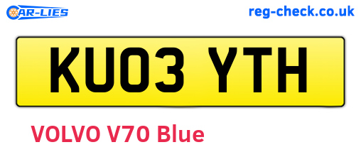 KU03YTH are the vehicle registration plates.