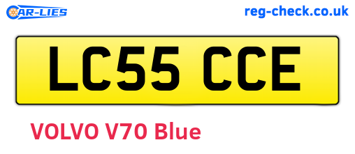 LC55CCE are the vehicle registration plates.