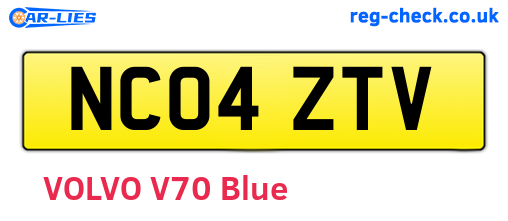 NC04ZTV are the vehicle registration plates.