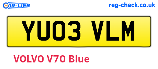 YU03VLM are the vehicle registration plates.