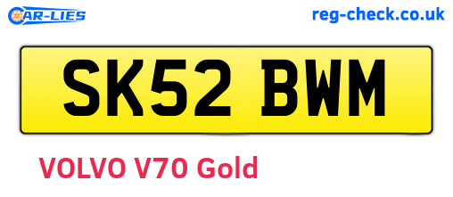 SK52BWM are the vehicle registration plates.