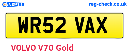 WR52VAX are the vehicle registration plates.