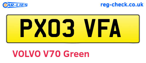 PX03VFA are the vehicle registration plates.