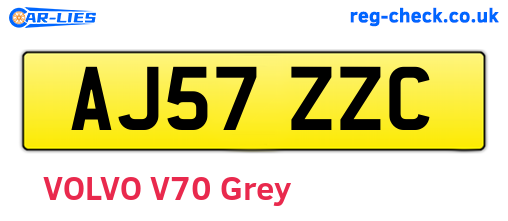 AJ57ZZC are the vehicle registration plates.
