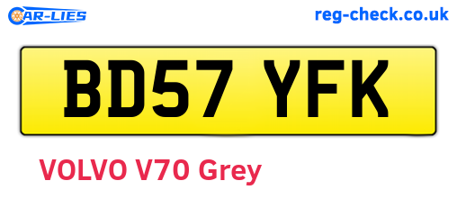 BD57YFK are the vehicle registration plates.