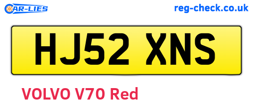 HJ52XNS are the vehicle registration plates.