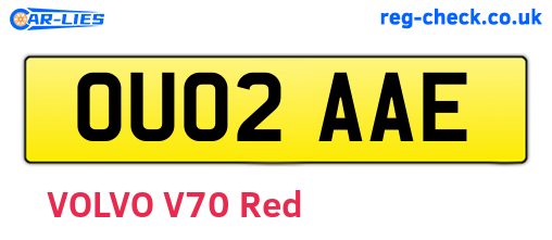 OU02AAE are the vehicle registration plates.