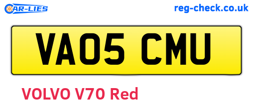 VA05CMU are the vehicle registration plates.