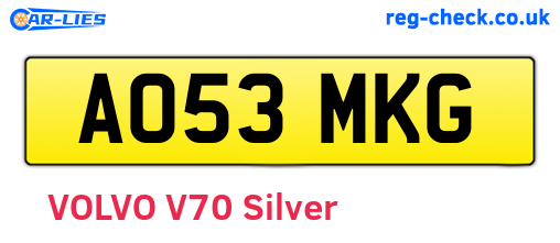 AO53MKG are the vehicle registration plates.