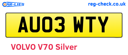 AU03WTY are the vehicle registration plates.