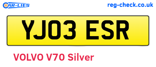 YJ03ESR are the vehicle registration plates.