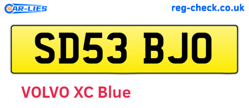 SD53BJO are the vehicle registration plates.