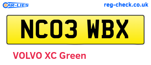 NC03WBX are the vehicle registration plates.