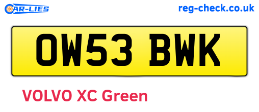 OW53BWK are the vehicle registration plates.