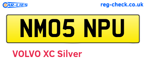 NM05NPU are the vehicle registration plates.