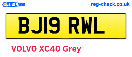 BJ19RWL are the vehicle registration plates.