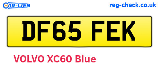 DF65FEK are the vehicle registration plates.