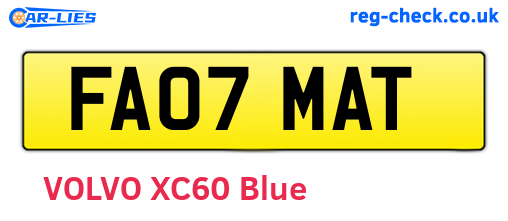 FA07MAT are the vehicle registration plates.