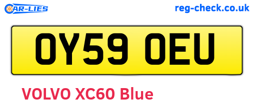 OY59OEU are the vehicle registration plates.