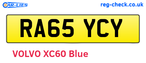 RA65YCY are the vehicle registration plates.