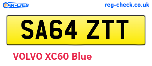 SA64ZTT are the vehicle registration plates.