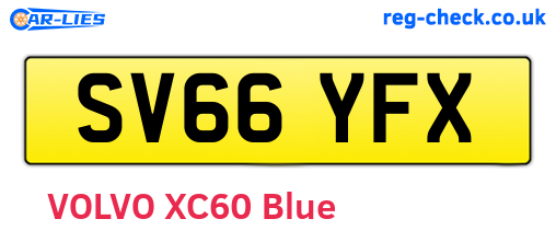 SV66YFX are the vehicle registration plates.