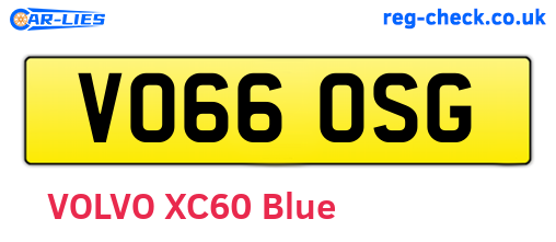 VO66OSG are the vehicle registration plates.