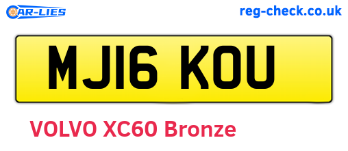 MJ16KOU are the vehicle registration plates.