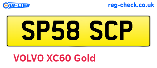 SP58SCP are the vehicle registration plates.