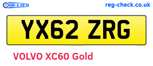 YX62ZRG are the vehicle registration plates.