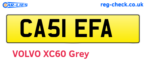 CA51EFA are the vehicle registration plates.