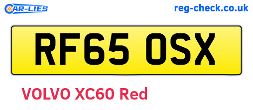 RF65OSX are the vehicle registration plates.
