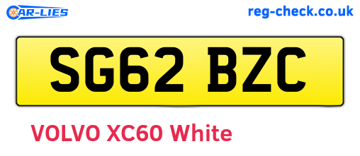 SG62BZC are the vehicle registration plates.