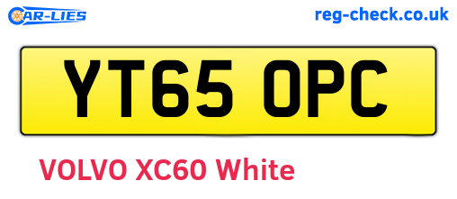 YT65OPC are the vehicle registration plates.