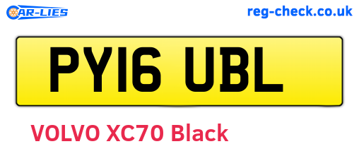 PY16UBL are the vehicle registration plates.