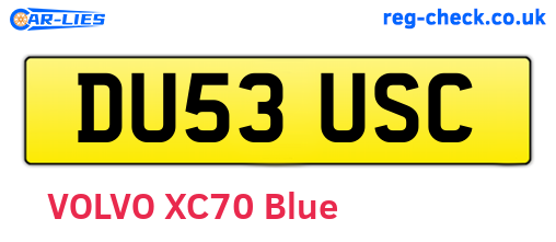 DU53USC are the vehicle registration plates.