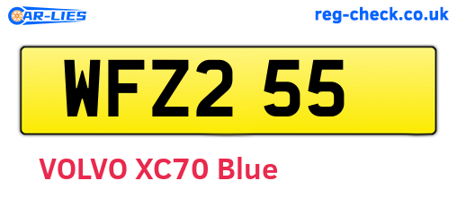 WFZ255 are the vehicle registration plates.