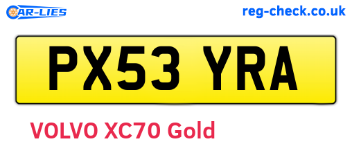 PX53YRA are the vehicle registration plates.