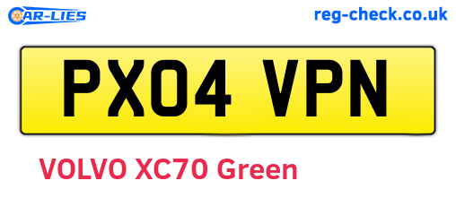 PX04VPN are the vehicle registration plates.