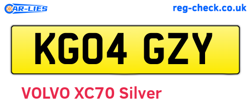 KG04GZY are the vehicle registration plates.